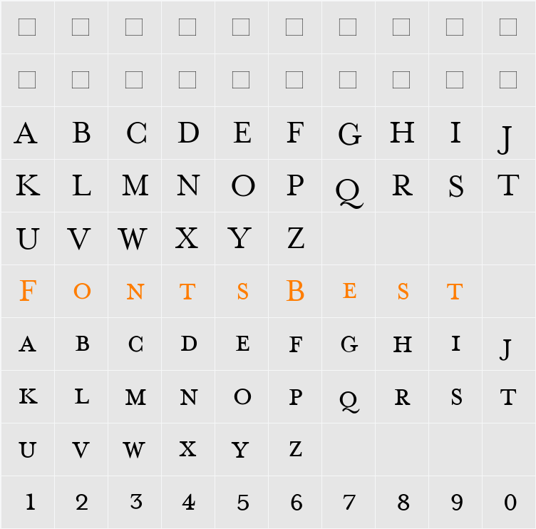 MrsEavesSmallCaps Character Map