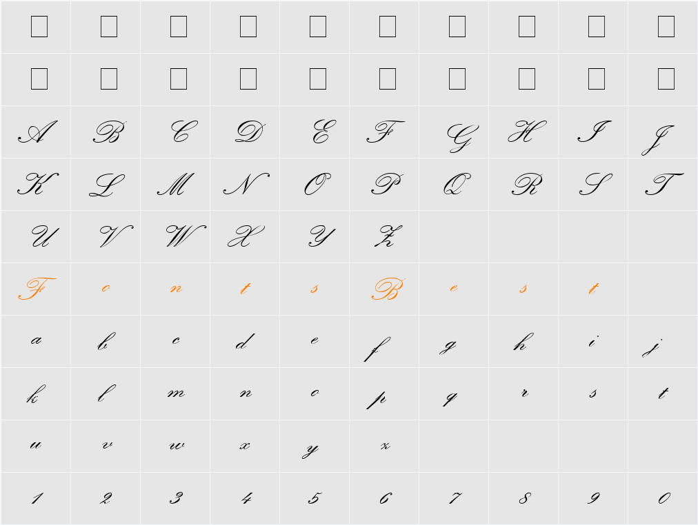 Classic Script MN Character Map
