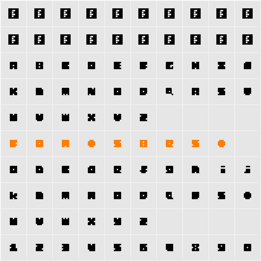 Monosquare Extended Character Map