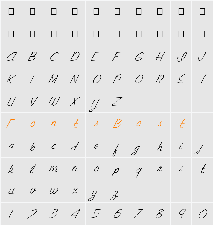 FZ SCRIPT 15 ITALIC Character Map