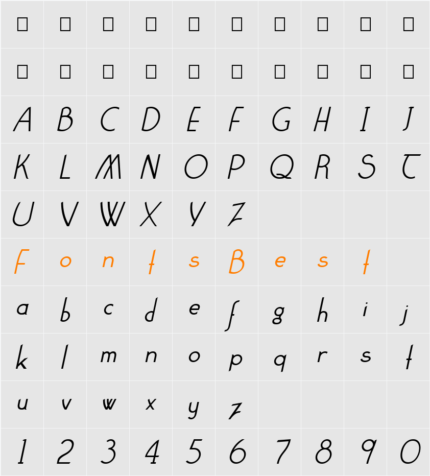 Claritty_Italic Character Map