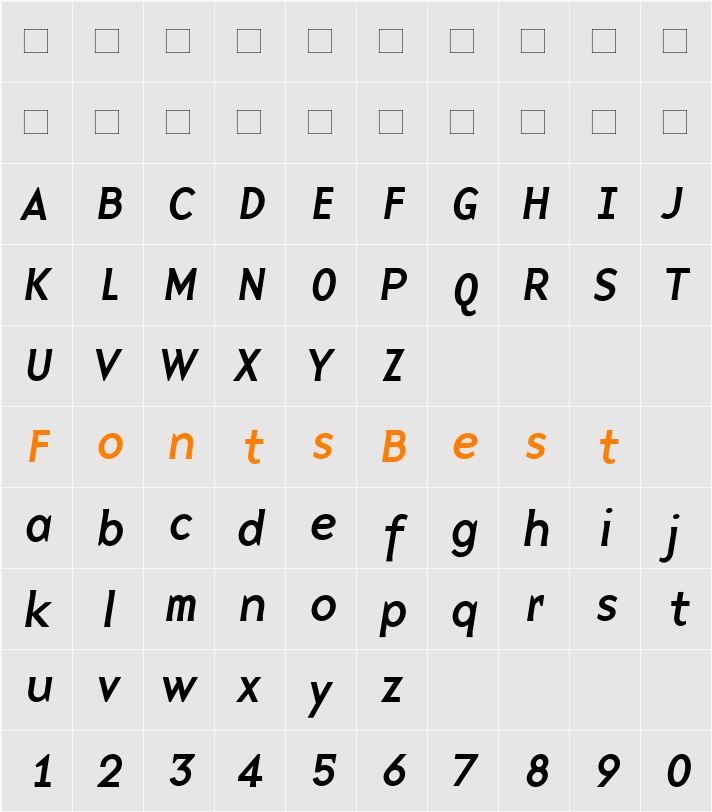 BaseNineI Character Map