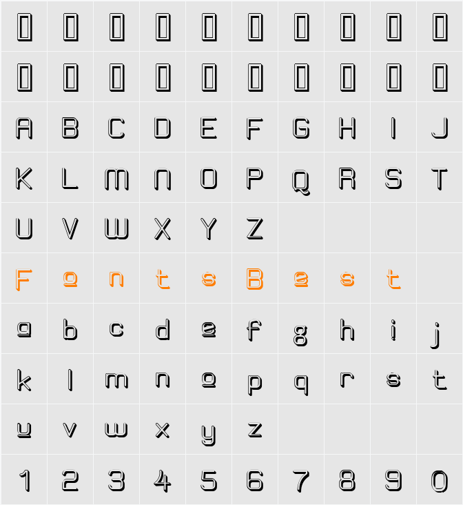 Elgethy Est Upper Bold Offset Character Map