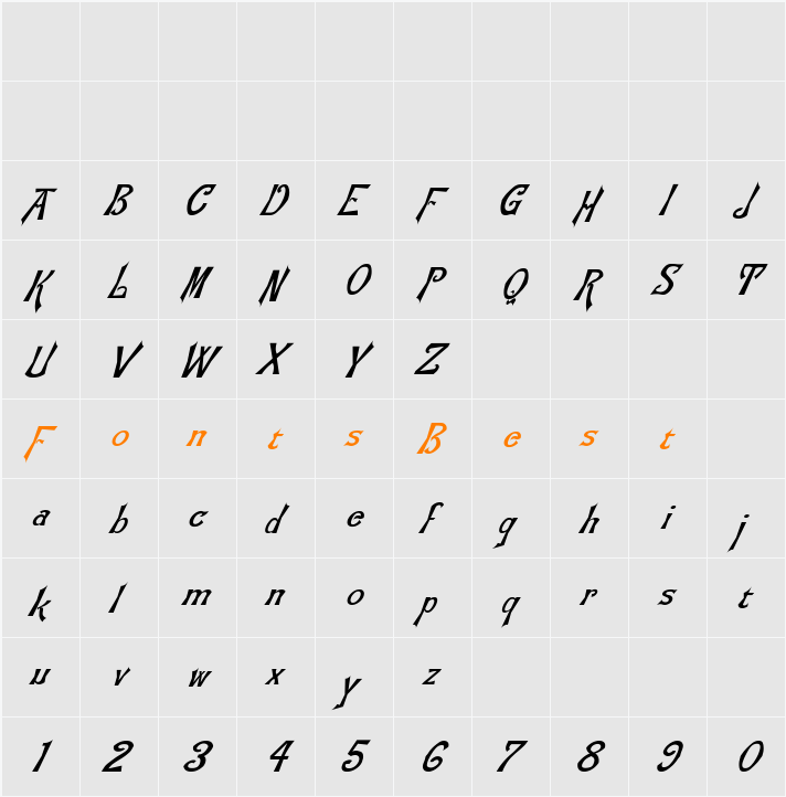Flemish-Italic Character Map