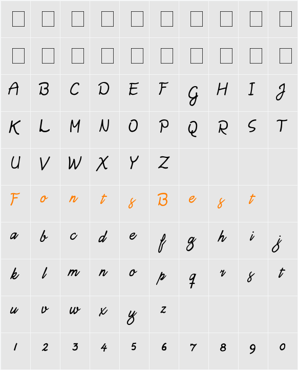 Daisy Script Character Map