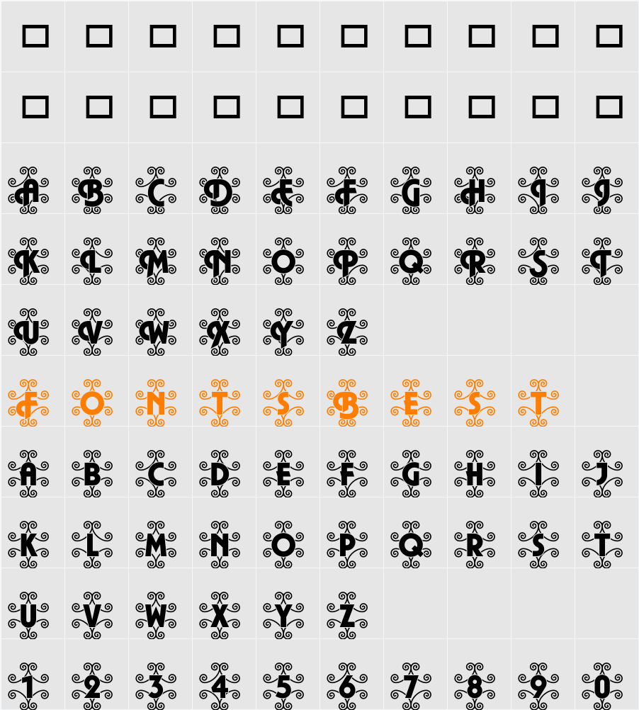 DTCPlazaM46 Character Map