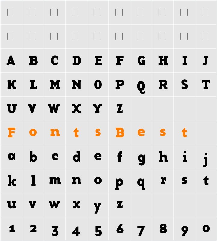 BaseTwelveSerifB Character Map