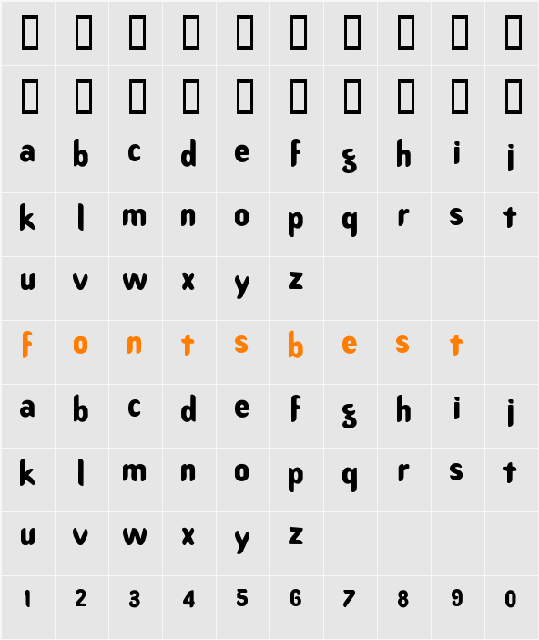 Benny Bold Character Map