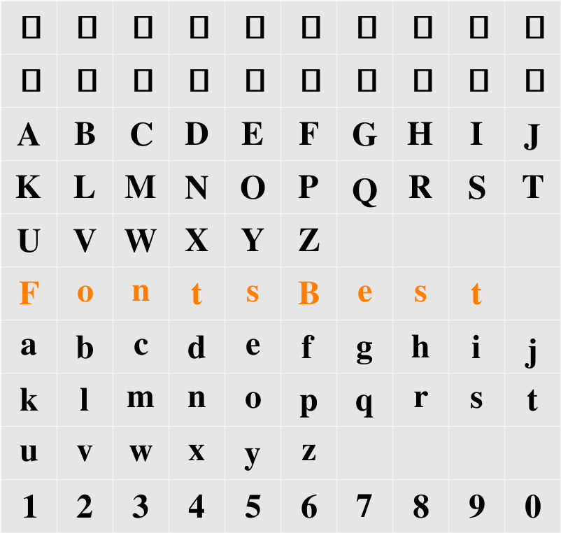 FreeSerif Character Map