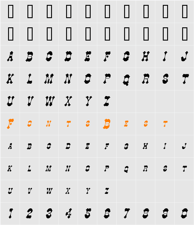 Cowboy Thin Character Map
