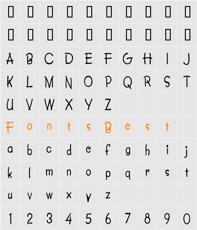 Crayon-Condensed Character Map