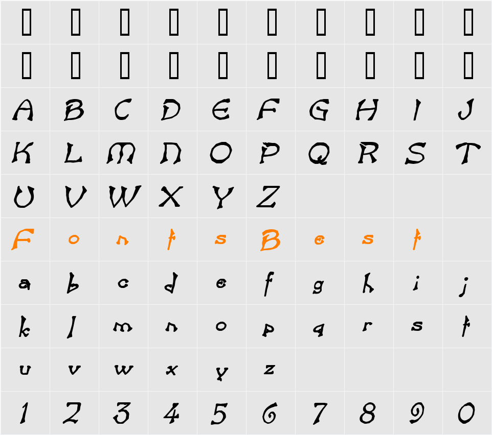 Bart Heavy Character Map