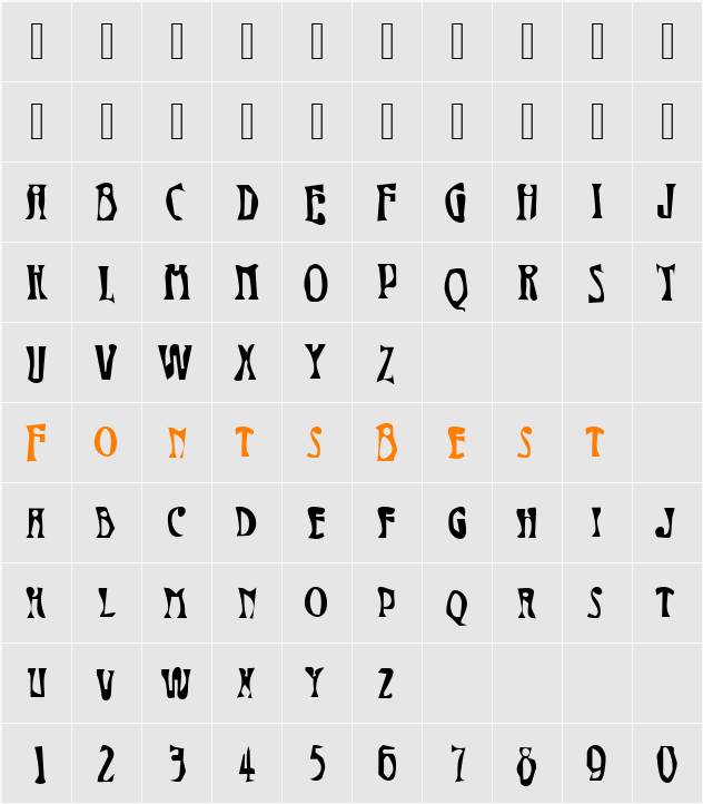 DTCDirtyM19 Character Map