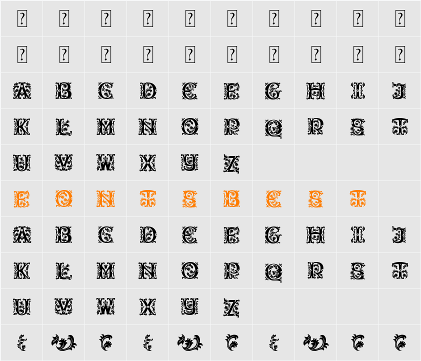 Beauty Initials Character Map