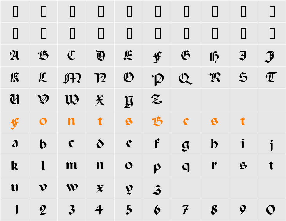 BallistaDisplayScriptSSK Character Map