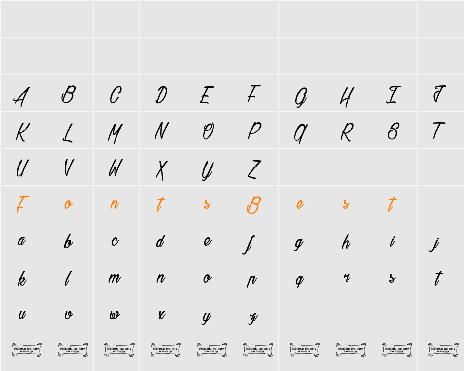 Baldaquin Character Map
