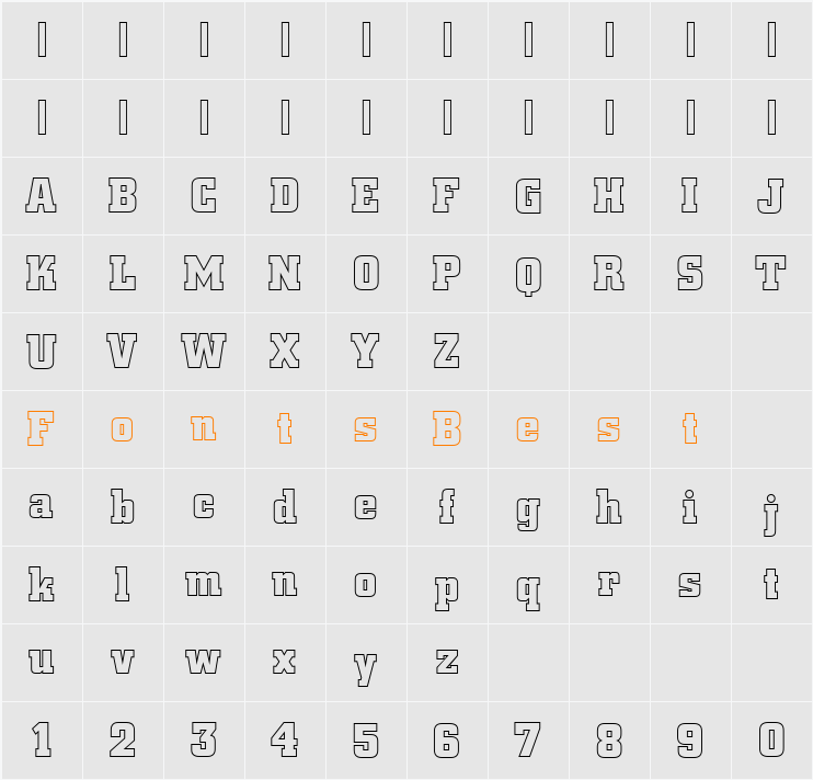 CityOutPBol Character Map