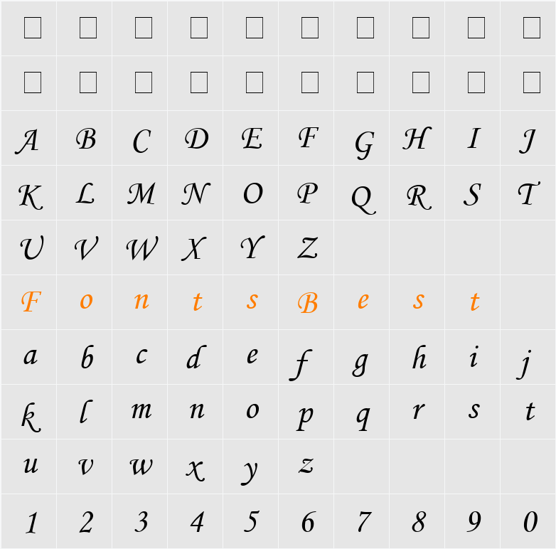 Monotype Corsiva Character Map