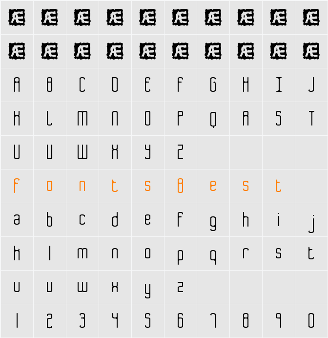 Bend 2 Squares BRK Character Map