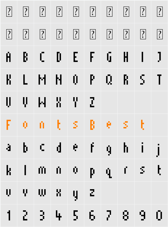 Munro Narrow Character Map