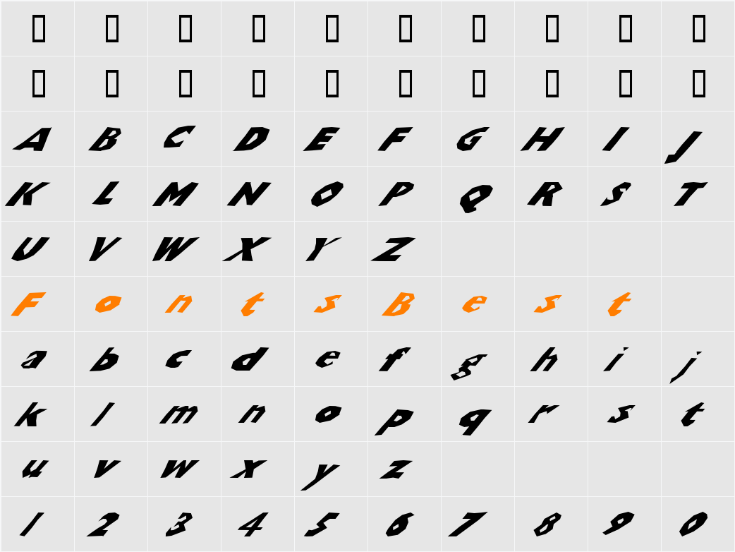 ChunkoBlockoSlantedWild Character Map
