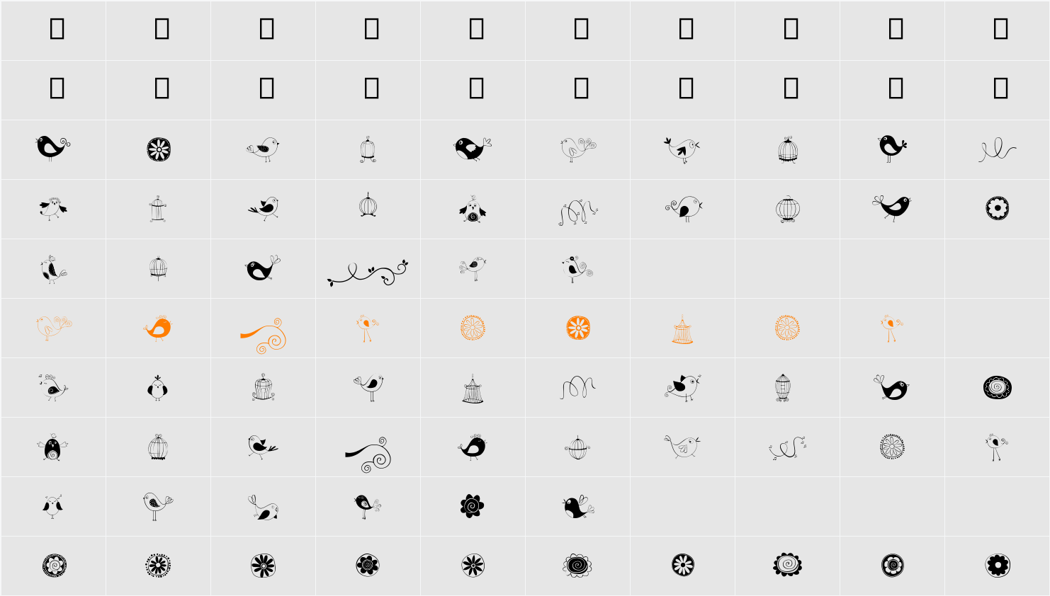 DOODLE DINGS 1 Birds Cages Character Map