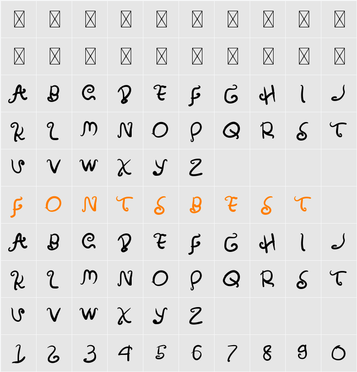 Amulman Character Map