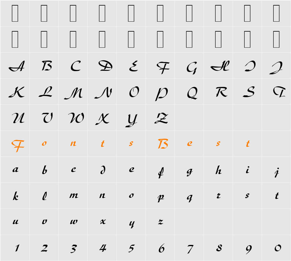 D730-Script Character Map
