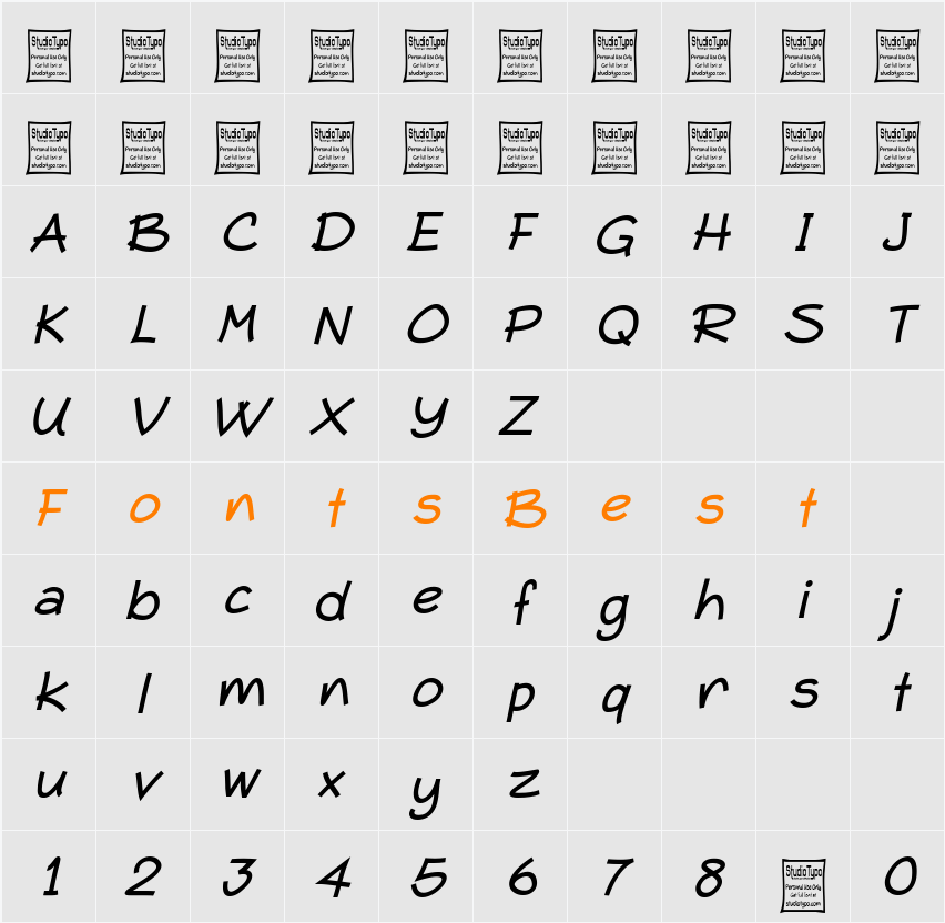 Typo Comica Character Map