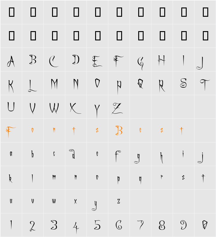 Charming Font Character Map