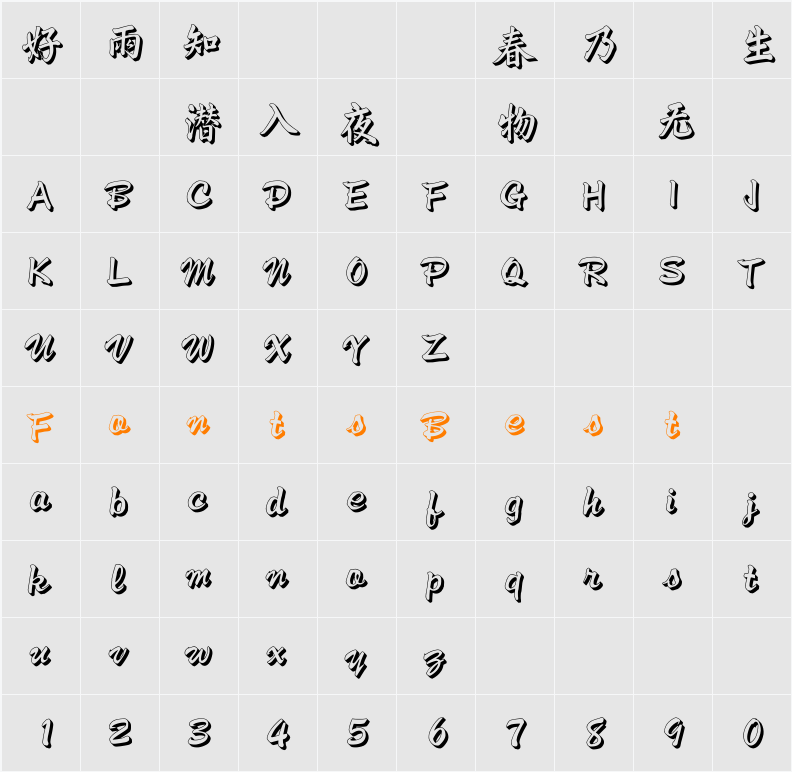 DFPGanLong3D01-B5 Character Map