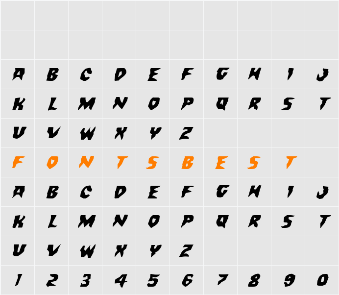 Count Suckula Expanded Italic Character Map