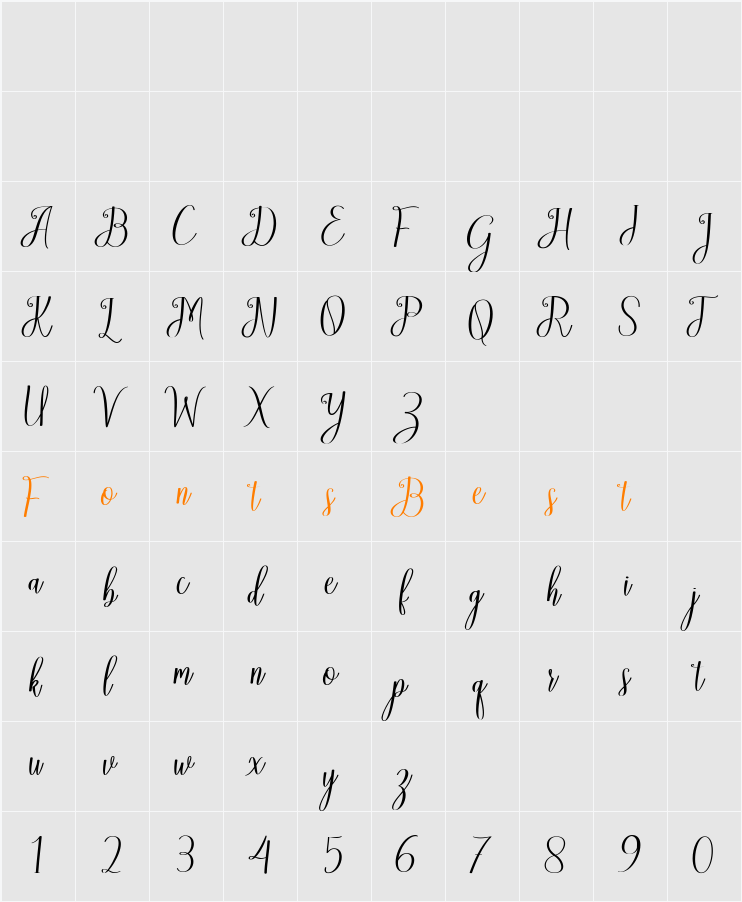 Austtina bold Character Map