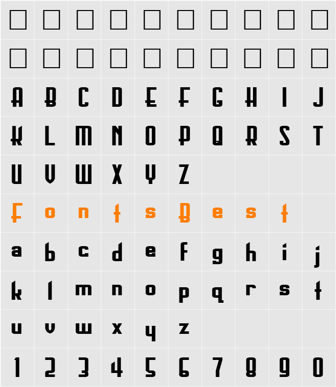 BoastingTextLight116 Character Map