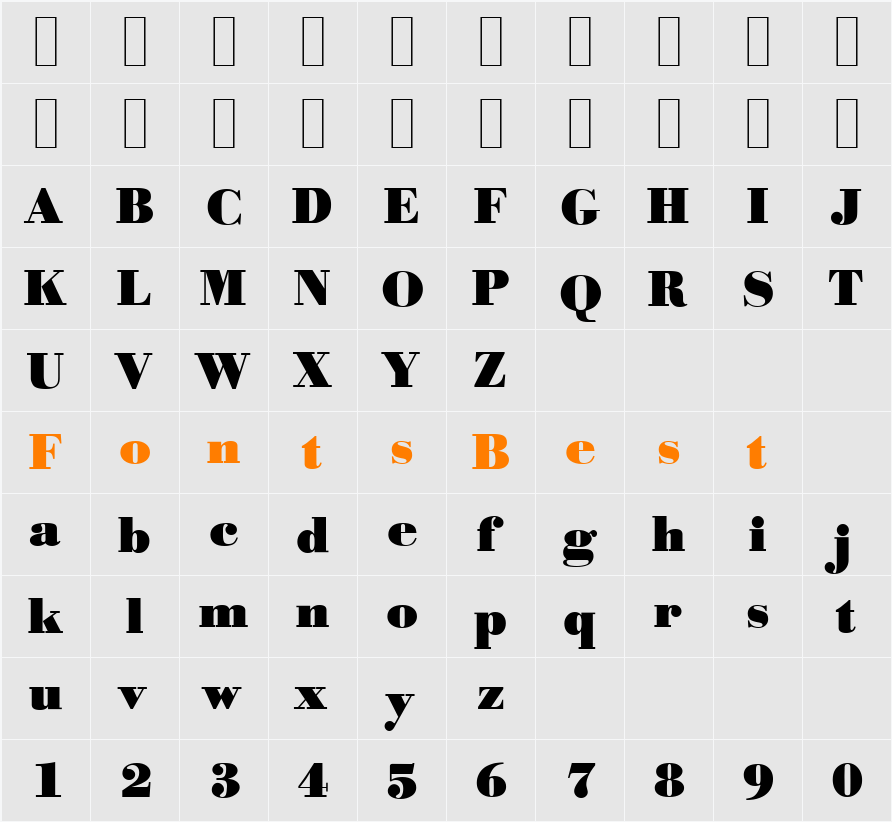 BodoniSerial-Black Character Map