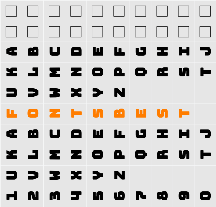 Bungee Layers Rotated Outline Character Map