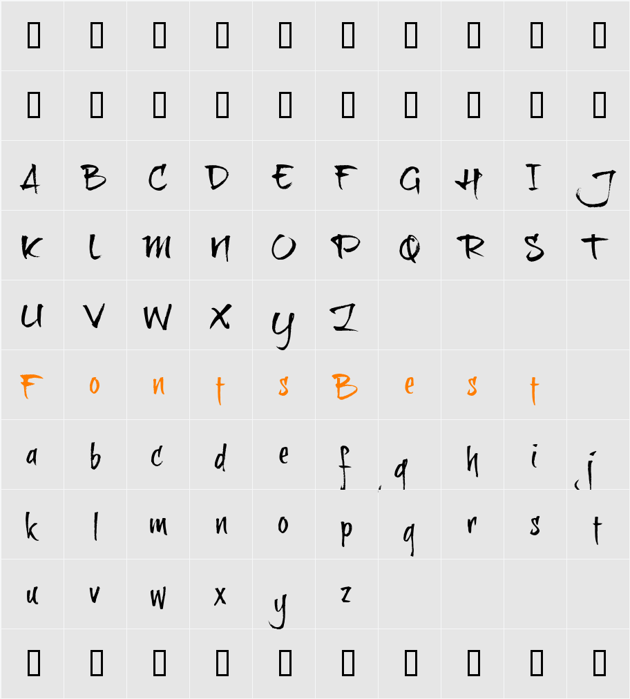 brushtipTexe TRIAL Character Map
