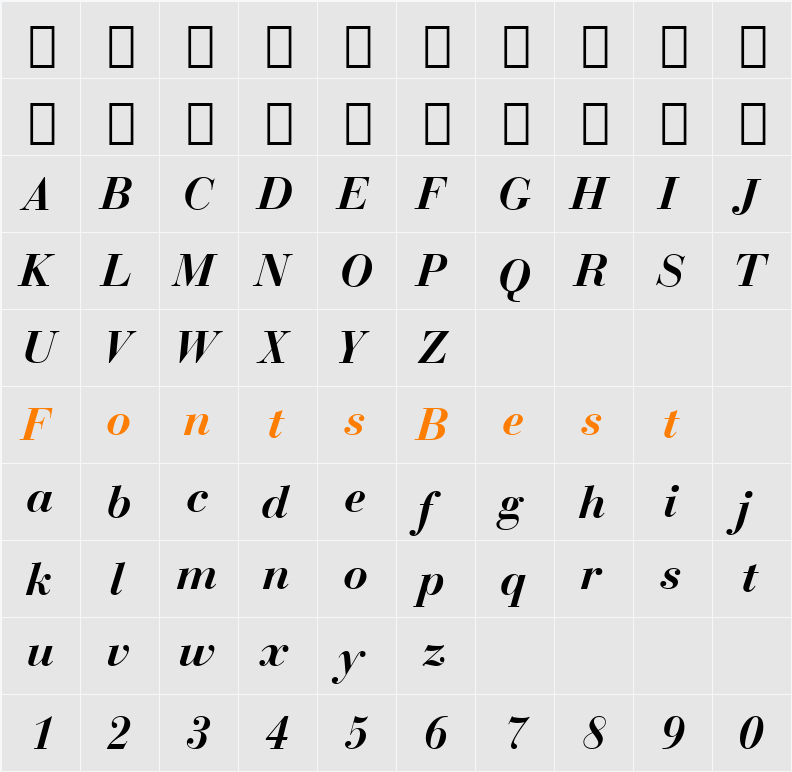 BauerBodni BT Character Map