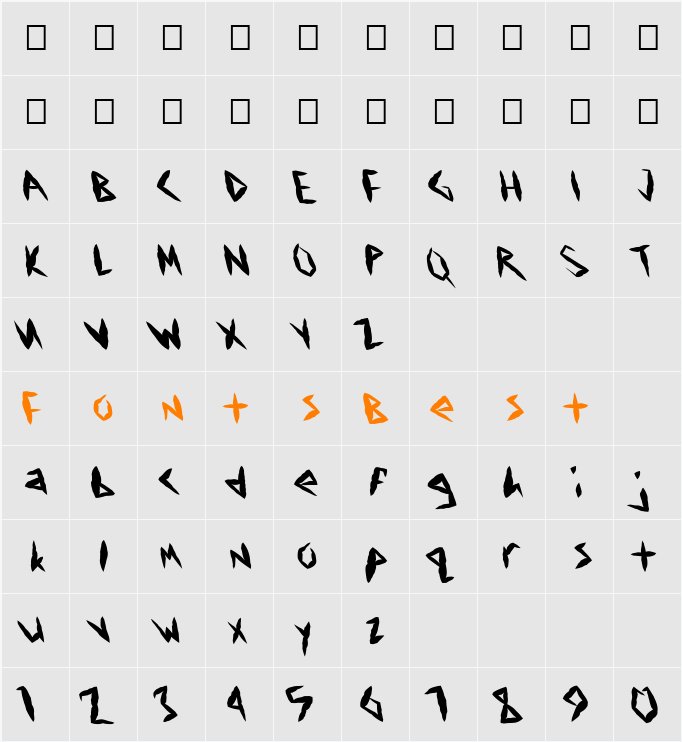 FZ UNIQUE 17 MANGLED LEFTY Character Map