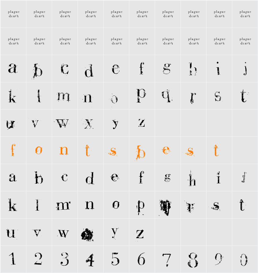 PlAGuEdEaTH Character Map