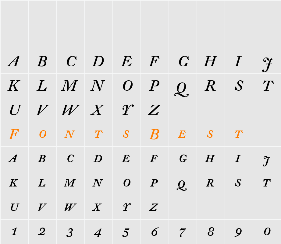 DTL Fleischmann Character Map