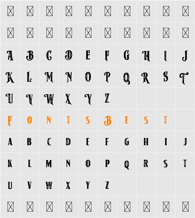 American Label Rough Character Map