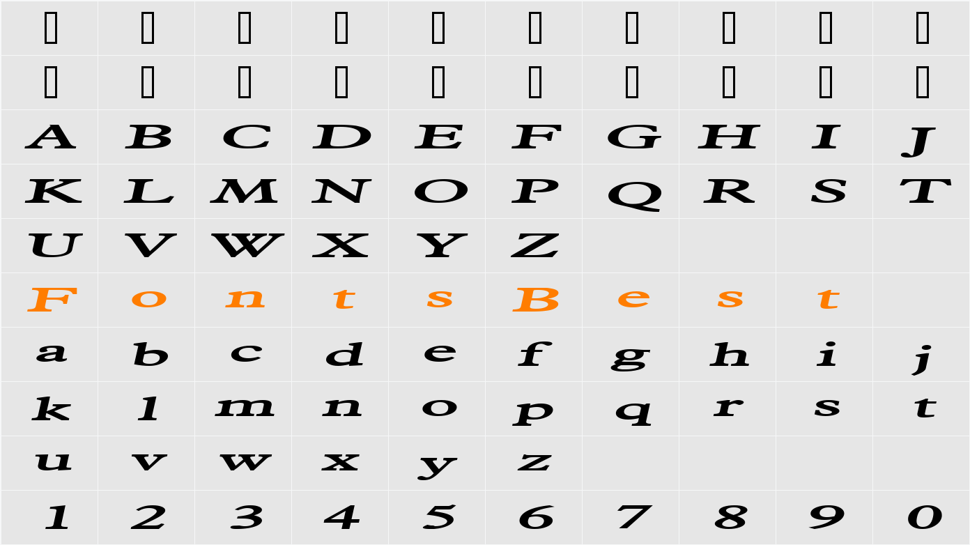 Nadine Extended Character Map