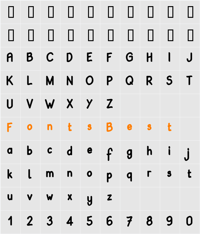 Babiole Character Map