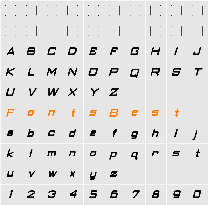 Classic Robot Condensed Character Map