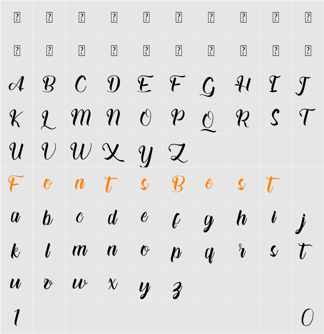 Alloefira free for personal Character Map