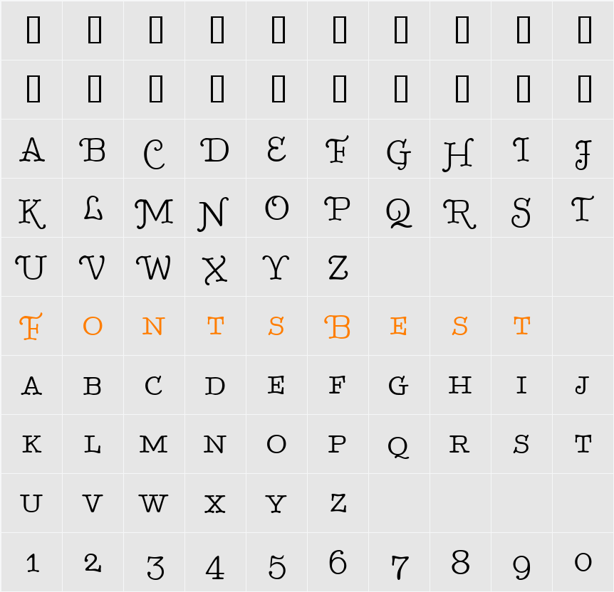 BetterTypeRiteSpec Character Map