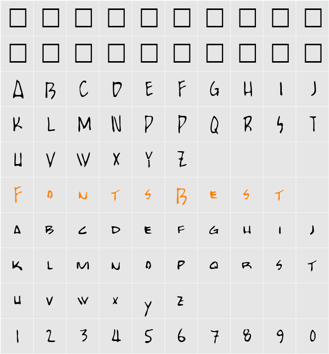 BartsHand Character Map
