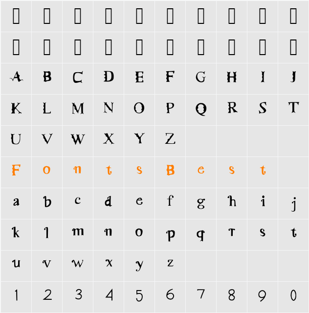 Merry Murni Script 1 Character Map