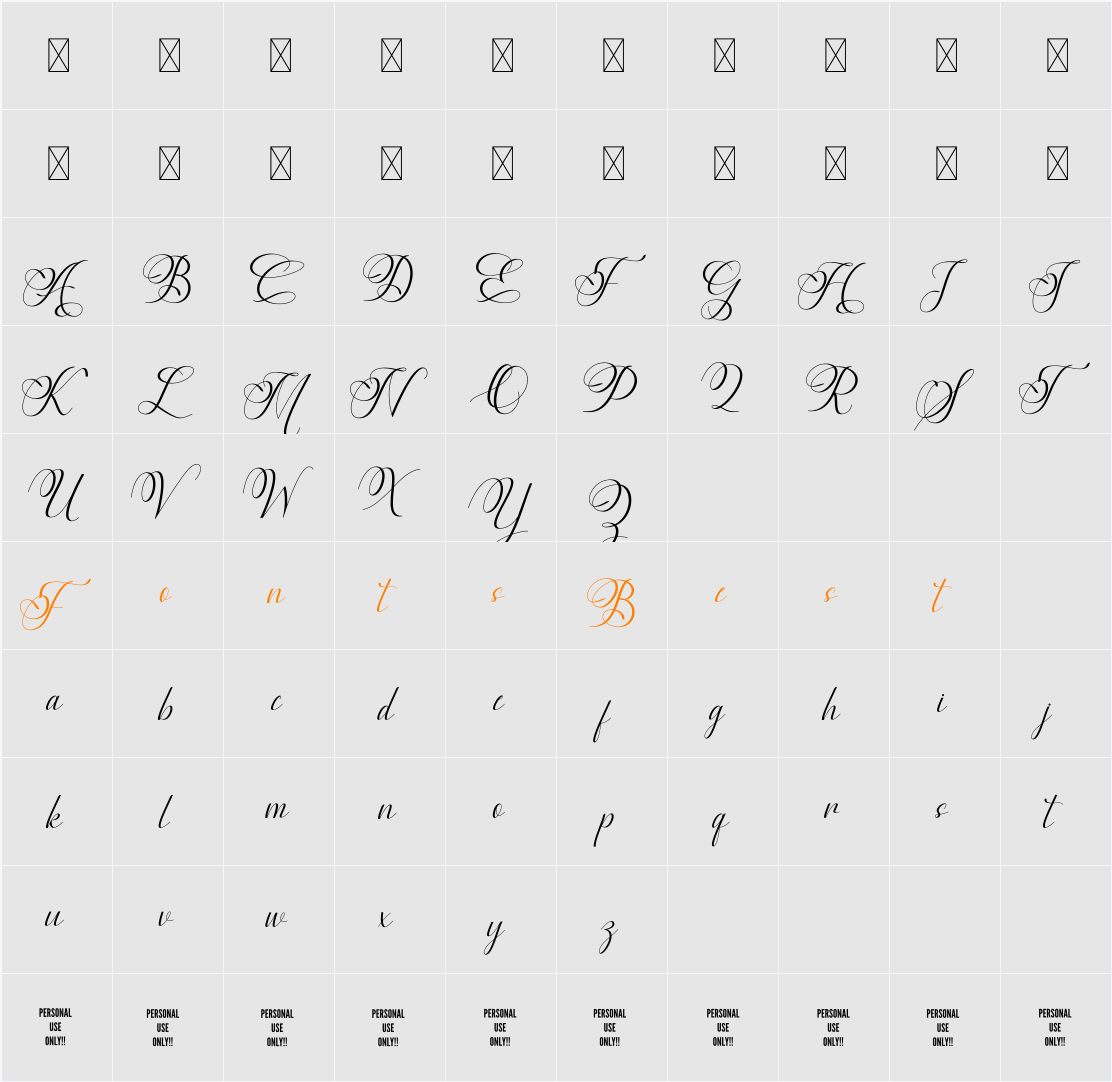 Aureliya Character Map